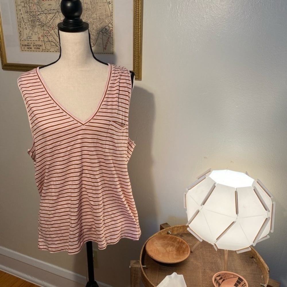 Madewell V‎ Neck Striped Tank New Without Tags